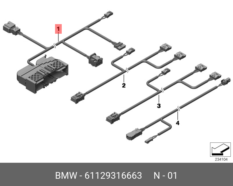 61129316663 BMW Пучок проводов сиденья стор.пер.пасс.