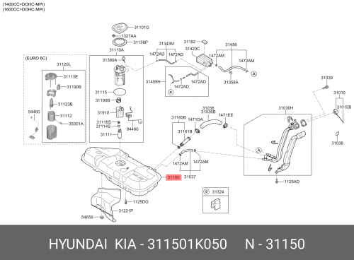 31150-1K050 HYUNDAI KIA Бак топливный