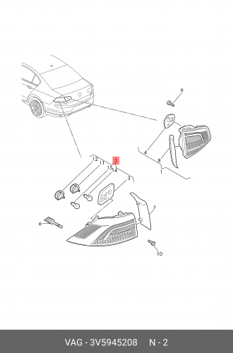 3V5945208 VAG Задний фонарь