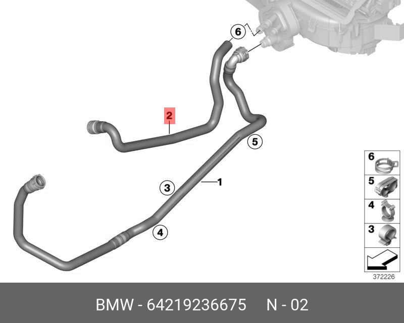 64219236675 BMW Возвратный шланг системы охлаждения