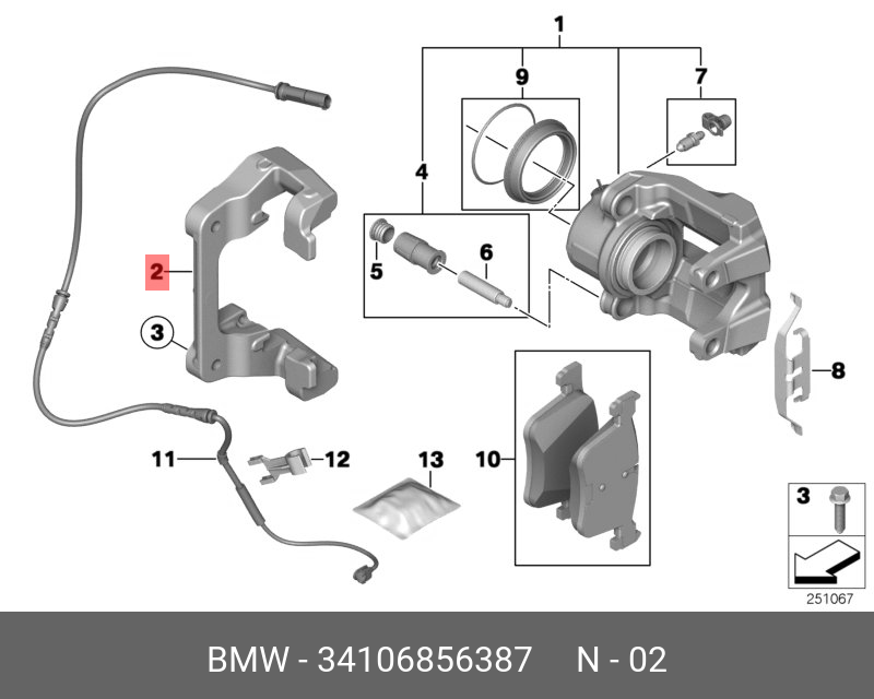 34106856387 BMW Направляющая тормозных колодок