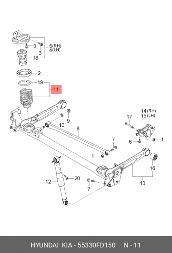 55330-FD150 HYUNDAI KIA Spring-coil,rear