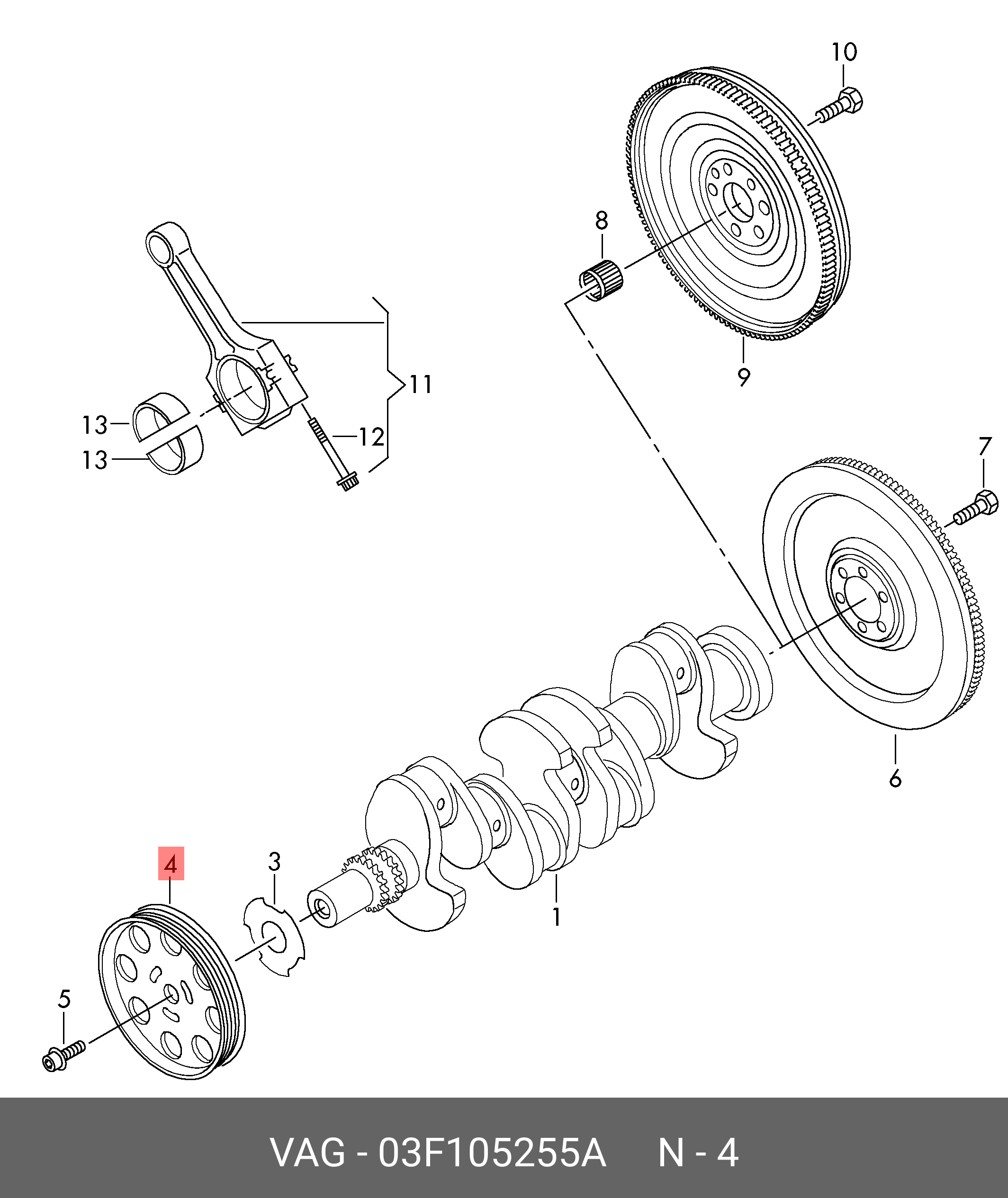 03F105255A VAG Шкив поликлинового ремня