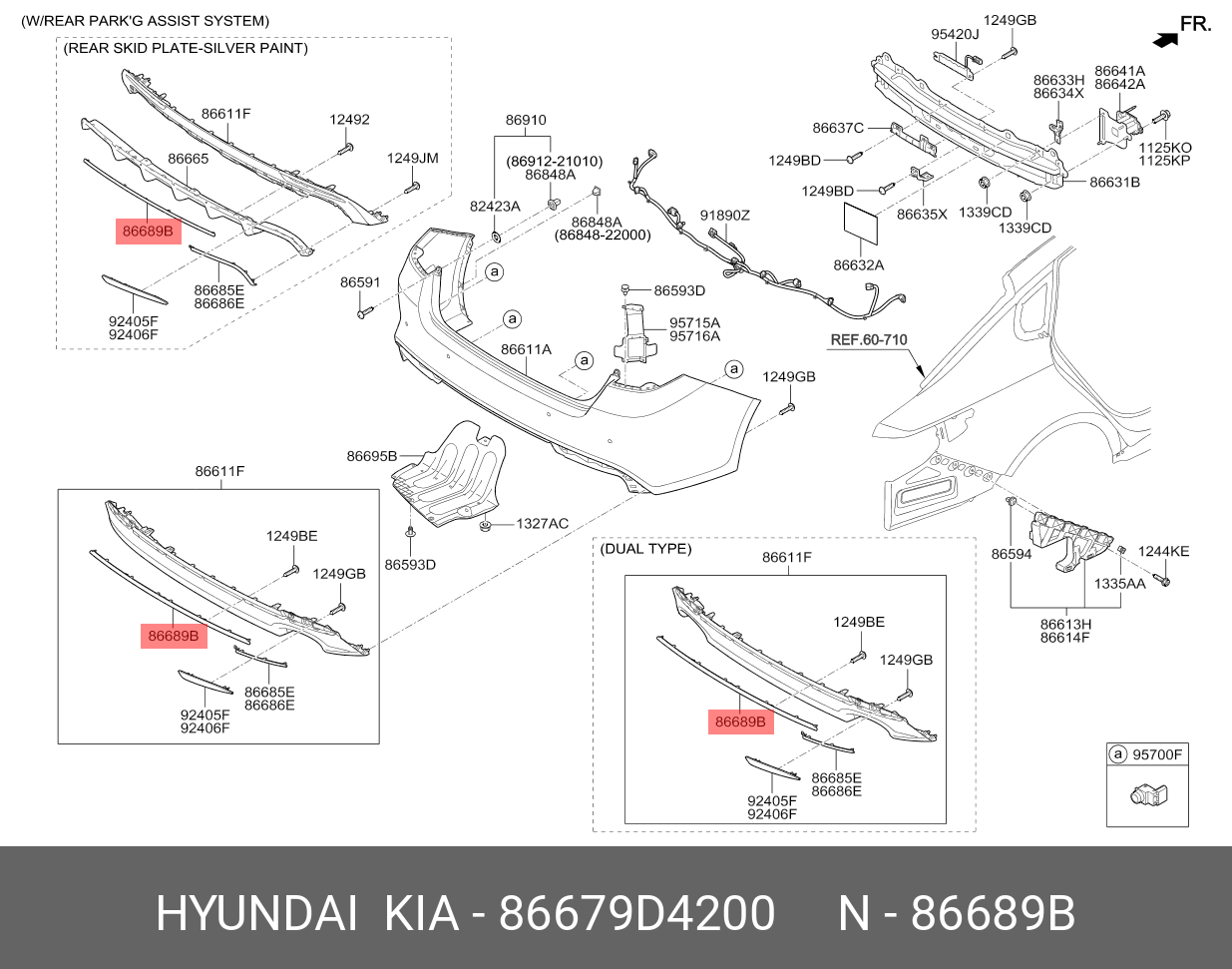 86679-D4200 HYUNDAI KIA Moulding-rear bumper lwr,ctr