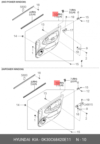 0K30C-68420-E11 HYUNDAI KIA Panel compl-front door trim,rh int|dd2