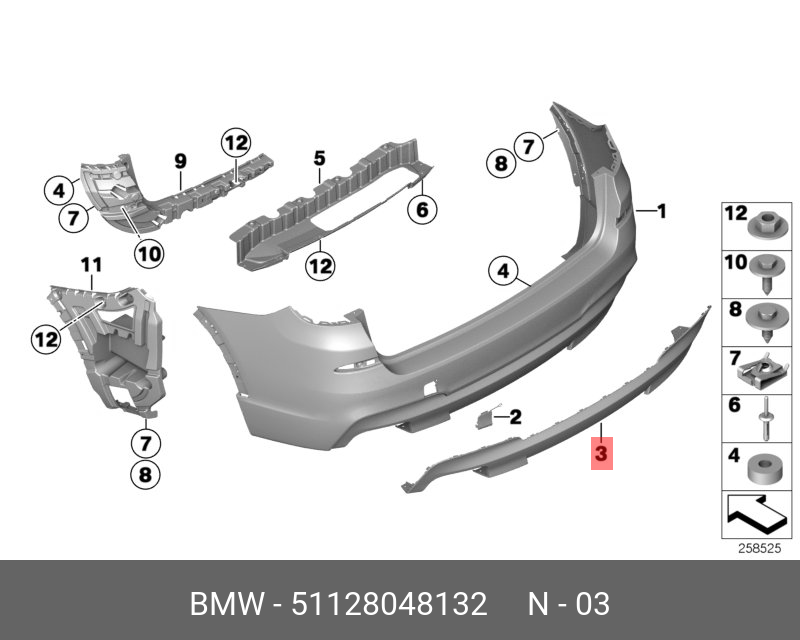 51128048132 BMW Облицовка бампера Зд Нж