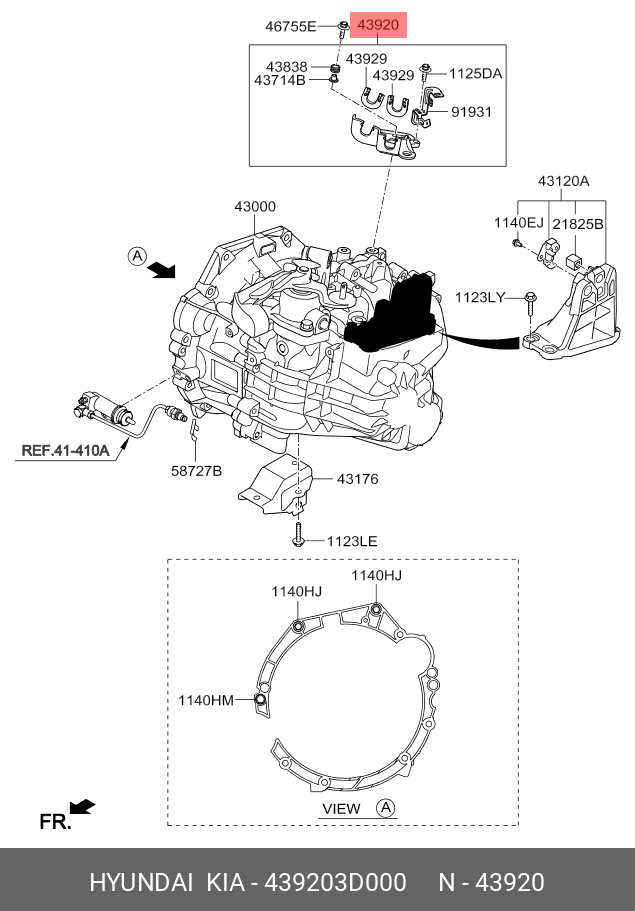 43920-3D000 HYUNDAI KIA Кронштейн троса кпп