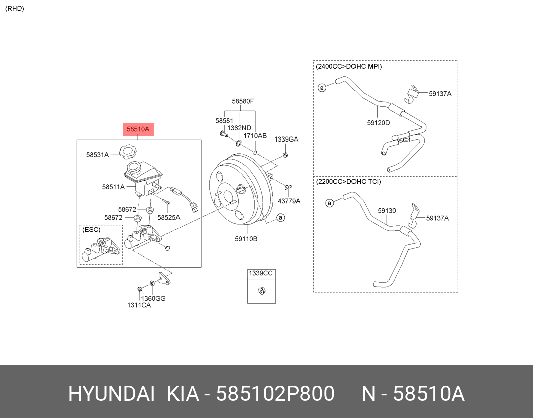 58510-2P800 HYUNDAI KIA Цилиндр в сборе-главн. тормозной