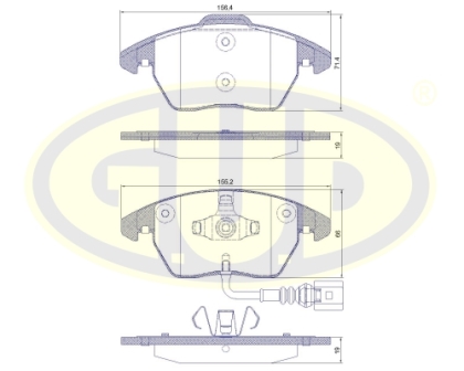 GBP103001 G.U.D Колодки тормозные дисковые. КОЛОДКИ ПЕР AUDI A3 ДИСК 15''/16''.VW GOLF V 1.4-2.0TD ДИСК 15'' 03-
