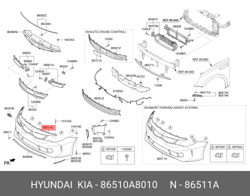 86510-A8010 HYUNDAI KIA Крышка в сборе-передн. бампер