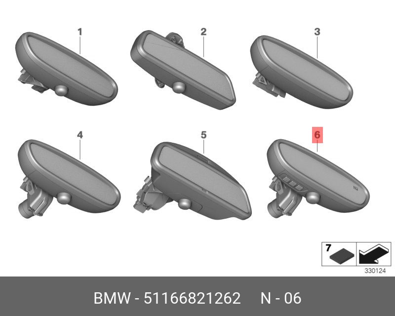 51166821262 BMW Внутр.зерк.зад.вида EC/СД/GTO/компас