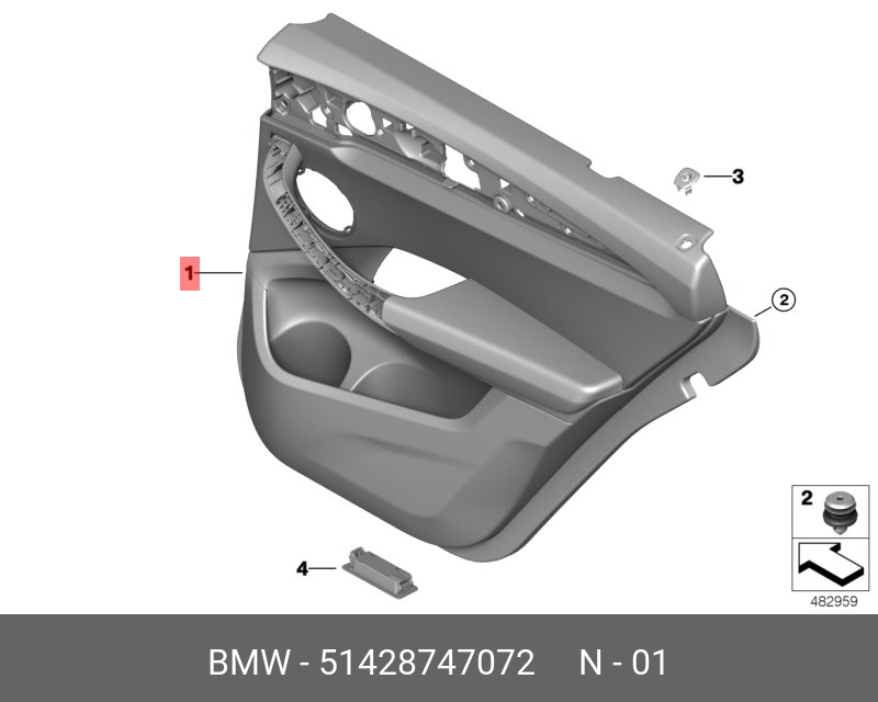 51428747072 BMW Обшивка двери П Зд