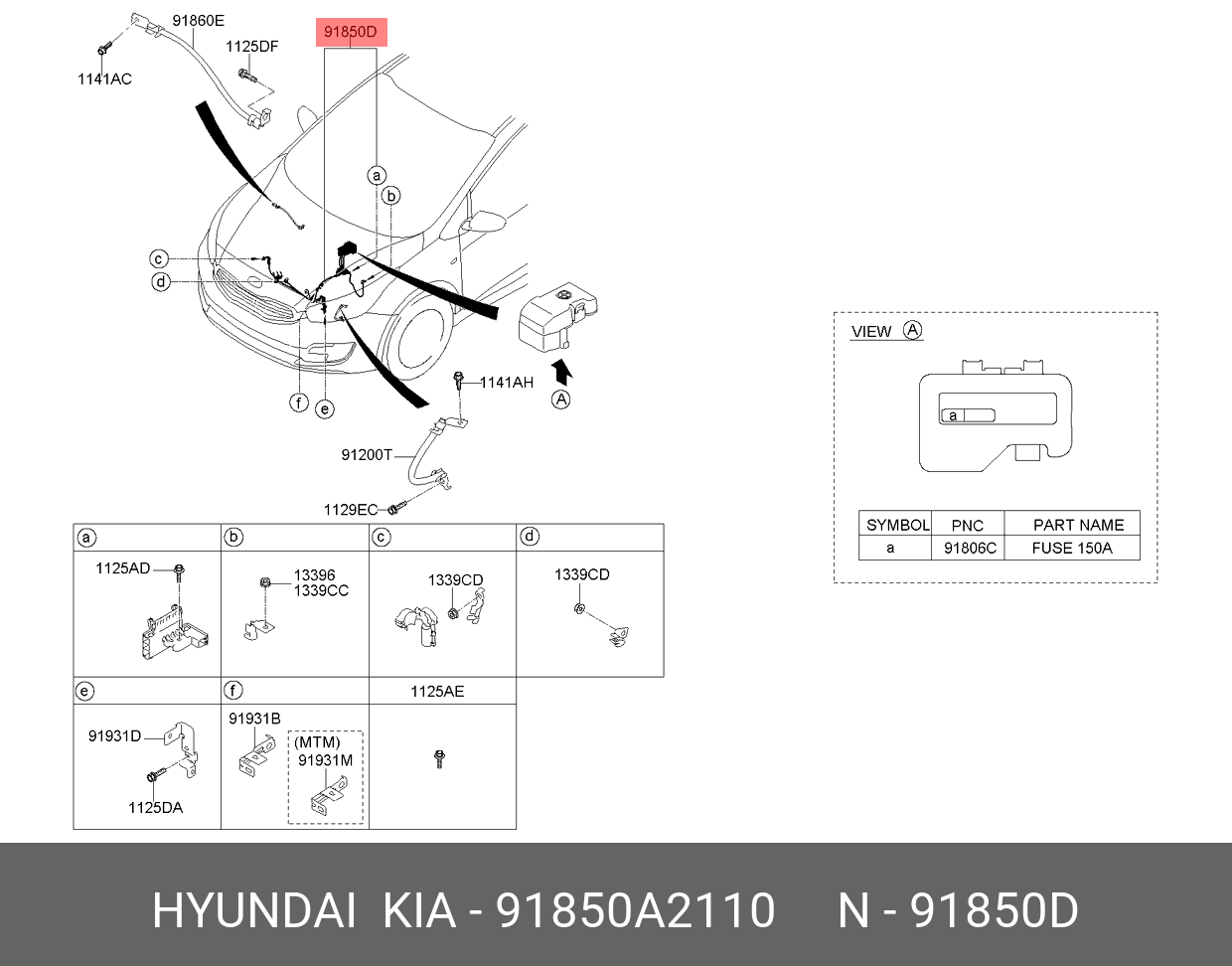 91850-A2110 HYUNDAI KIA Проводка аккумулятора