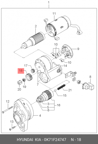 0K71F-24747 HYUNDAI KIA Промежуточная шестерня poong sung