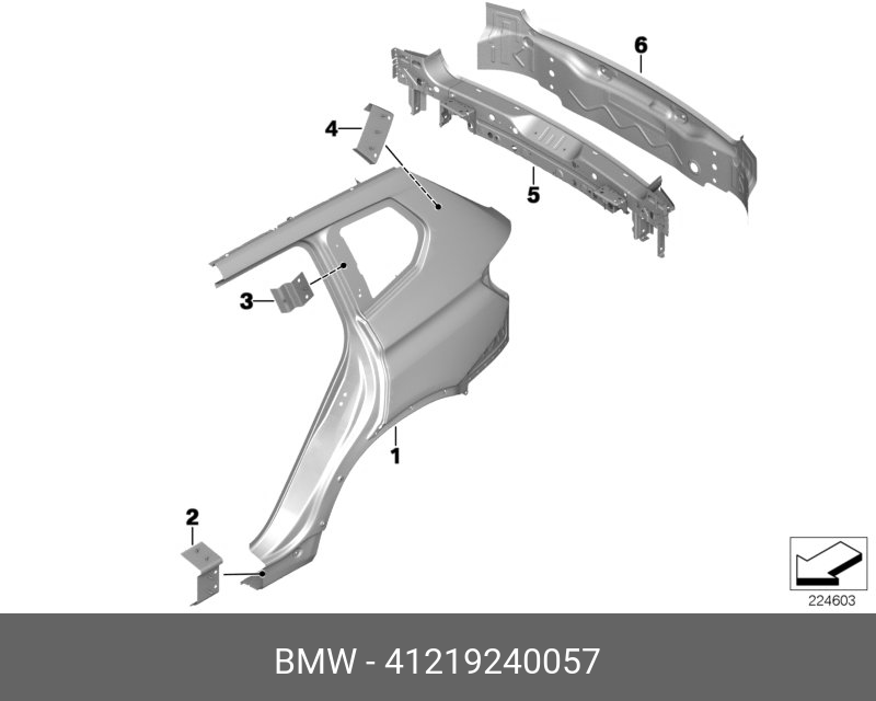 41219240057 BMW Армирующая пластина задней стойки Л