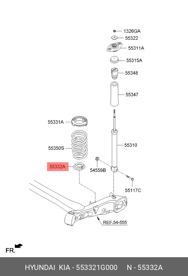 55332-1G000 HYUNDAI KIA Pad-rear spring,lwr