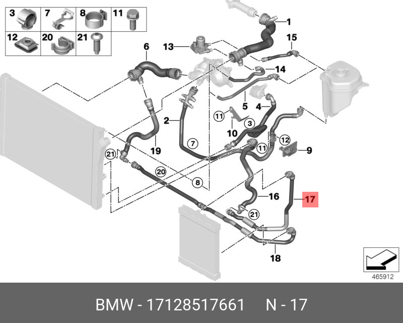 17128517661 BMW Шланг вынесенный радиатор ОЖ