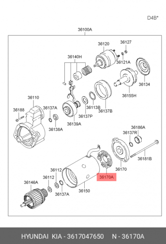 36170-47650 HYUNDAI KIA Держатель-щетка