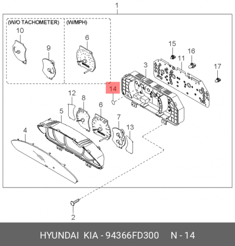 94366-FD300 HYUNDAI KIA Lens color turn