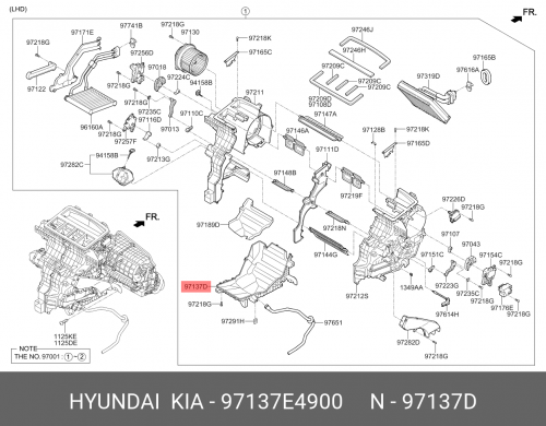 97137-E4900 HYUNDAI KIA Case-heater &| evaporator,lwr