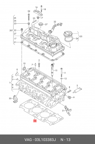 03L103383J VAG Прокладка гбц