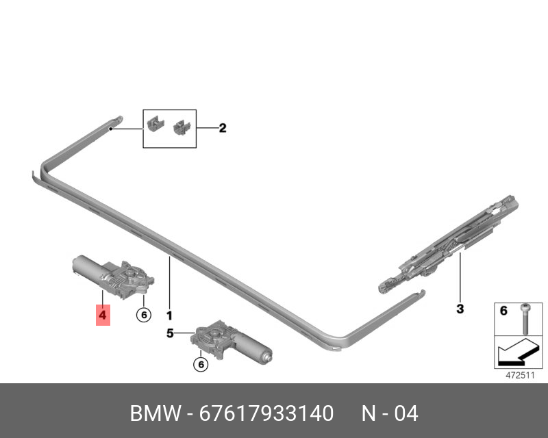 67617933140 BMW Привод панорамной стеклянной крыши