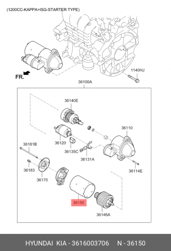 36160-03706 HYUNDAI KIA Рычаг привода стартера