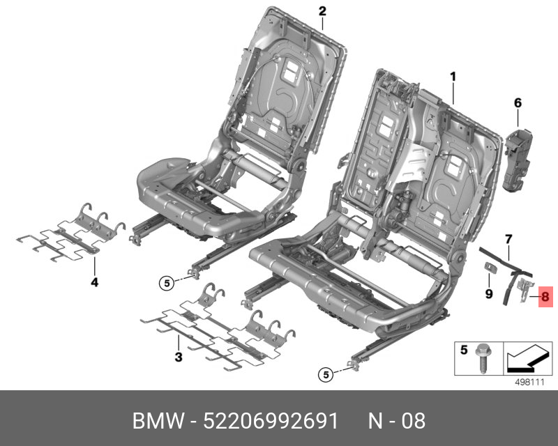 52206992691 BMW Наружная направляющая Л