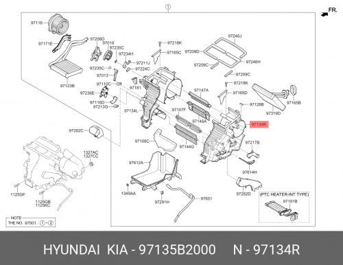 97135-B2000 HYUNDAI KIA Case-heater &| evaporator,rh