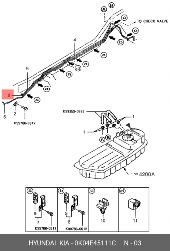 0K04E-45111-C HYUNDAI KIA Трубка