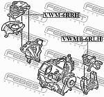 VWMB6RLH FEBEST САЙЛЕНТБЛОК ЛЕВОЙ ПОДУШКИ ДВИГАТЕЛЯ