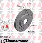 285352752 ZIMMERMANN Диск тормозной. (Sport Z disc) HYUNDAI I30/PRO CEED 11- передн.вент.SPORT Coat Z