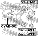 VWAB019 FEBEST Сайлентблок рычага задний SKODA OCTAVIA I 1996-2010 VWAB-019