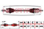 ND3178NY NAKAYAMA Вал приводной, перед. левый KIA OPTIMA IV (JF) 15- (30x27x73x690 ABS:48)