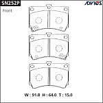 SN252P ADVICS PF-5232 (SN252) тормозные колодки SUMITOMO SN252