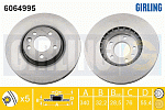 6064995 GIRLING Тормозной диск ! \VW CC B7 1.4 TSI 11>16, CC B7 1.4 TSI MultiFuel 11>16, CC B7 1.8 TSI 11>16, CC B7