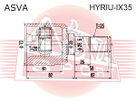 HYRIUIX35 ASVA ШРУС ВНУТРЕННИЙ ЗАДНИЙ 20X35X25 HYRIU-IX35