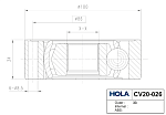 CV20026 HOLA ШРУС ВНУТРЕННИЙ VW POLO SEDAN (MT5),TIGUAN (5N,AD1,BT1) 4MOTION,PASSAT (HOLA) CV20026