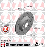 100331552 ZIMMERMANN Диск тормозной | зад |