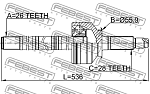 2214SOR FEBEST Шрус наружный с валом 26x536x28