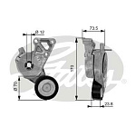 T38148 GATES Ролик поликлинового ремня натяжной. A3/Bora/Golf4/5/T5/Sharan 1.6/1.8/2.0 с натяжителе