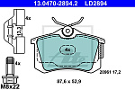 13047028942 ATE 13.0470-2894.2 колодки дисковые задние! Ceramic\ Audi A3, VW Golf 1.4FSi/1.6FSi/1.9TDi/2.0TDi 03>