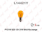 L14421Y LYNXAUTO Лампа накаливания [PY21W S25 12V 21W BAU15S ORANGE]