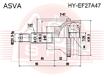 HYEF27A47 ASVA ШРУС наружный. ШРУС НАРУЖНЫЙ 26X60X27HYUNDAI SONATA (EF) 2001-2005