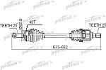 PDS0518 PATRON Полуось передний мост слева 25x637x52,5x25 ABS:48T KIA RIO (TC) 06 - MT