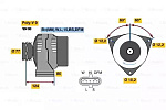 0986042360 BOSCH генератор MB 80A со шкивом PK9 D-77