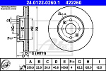 24012202601 ATE 24.0122-0260.1 диск тормозной передний!\ Hyundai Accent, KIA Rio 1.4/1.6/1.5CRDi 05>