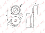 PT3239 LYNXAUTO Ролик поликлинового ремня натяжной. SKODA Fabia II 1.4 10-14, VW Golf V-VI 1.4 07> / Jetta III-IV 1.4 06> / Passat 1.4 09-14 / Polo 1.4 10> / Sharan 1.4 10> / Tiguan 1.4 07> / Touran 1.4 10-15