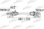 PDS0490 PATRON ПОЛУОСЬ ПЕРЕДНИЙ МОСТ СЛЕВА 27X681X60X27 ABS:46T HYUNDAI ELANTRA (A5) 1,6 11- 1,8 6MT, I30 (A5) 12 -