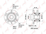 WH1181 LYNXAUTO СТУПИЦА КОЛЕСА ПЕР В СБОРЕ (С ABS 4 КРЕПЕЖНЫХ ОТВЕРСТИЯ) AUDI A3 1.2T-3.2 03-12 / Q3 2.0T-2.0D 11- /